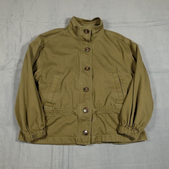 Madewell Jackets & Blazers - Madewell Highbury Military Jacket Womens XS Green Button Pockets Mock Neck